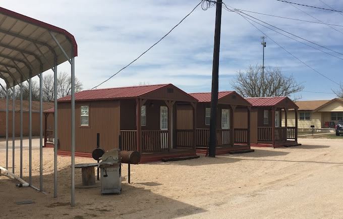 The cabins, each with its own front porch